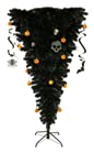 GIANTEX künstlicher Weihnachtsbaum umgekehrt, Tannenbaum 180 cm mit faltbarem Eisenständer, Christbaum mit 270 Lilafärbenden LEDs & Adapter, Christmas Tree Kunsttanne schwarz für Halloween