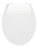 WENKO Premium WC-Sitz Kos Weiß, Toilettendeckel mit Absenkautomatik und Fix-Clip Hygiene Befestigung für leichtes Abnehmen, aus bruchstabilem, recycelbarem Thermoplast, Maße (B x T): 37 x 44 cm