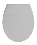 WENKO WC-Sitz Samos Concrete-Grey, hygienischer Toilettensitz mit Absenkautomatik, mit Fix-Clip Hygiene-Befestigung, aus antibakteriellem Duroplast, Grau