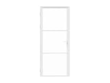 Vente-unique-Tür-Set - wendbar - Aluminium & Sicherheitsglas - 204 x 73 cm - Weiß - MASERU