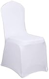 LARS360 Weiß Stuhl Husse Schleifenband Stuhlbezüge Stuhlhussen Stretch Acelectronic Stuhlüberzug Moderne Stuhl Abdeckung für Hochzeiten und Feiern (100 Stück Stuhlhussen)