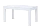 Praktisch Tisch Grand Mini 140-260x80x76cm Esszimmer 4-10 Personen Esstisch mit ausziehbarer Tischplatte auf 260 cm ausziehbar Küchentisch Esszimmertisch Ausziehtisch (Weiß Hochglanz)