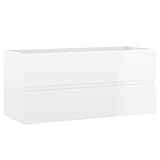 UnfadeMemory Waschbeckenunterschrank Waschtischunterschrank Spanplatte Badezimmerschrank mit 1 Schublade Badschrank Badezimmer Aufbewahrungsschrank (100x38,5x45 cm, Hochglanz-Weiß)