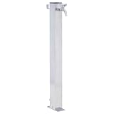 vidaXL Wassersäule für den Garten, Wasserhahn mit 1 Haken, Gartenwassersäule für Gartenbewässerung, Wasserzapfsäule Wasserzapfstelle, Edelstahl Q