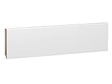 KGM Sockelleiste Modern – Weiß lackierte Fußbodenleiste aus Kiefer Massivholz RAL 9016 – Maße: 2400 x 16 x 78 mm – 1 Stück