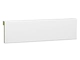 KGM Abdeckleiste für Fliesensockel – feuchtraumgeeignet in modernem Profil– MDF weiß foliert – Maße: 2400 x 19 x 80 mm – 1 Stück