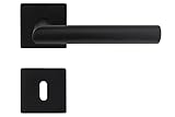 Drückergarnitur New Orleans Q | 3 mm Magnet-Flachrosette | festdrehbare Lagerung | Schwarz matt (BB (Buntbart))