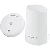Homematic IP Smart Home Wassersensor, zuverlässige Alarmierung aufs Smartphone bei Feuchtigkeit und Wasser, 151694A0 & Temperatur- und Luftfeuchtigkeitssensor – außen, weiß, 150573A0