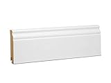 KGM Hamburger Sockelleiste Altberliner Profil – Weiß folierte MDF Fußbodenleiste – Maße: 2500 x 19 x 90 mm – 1 Stück