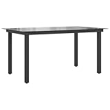 vidaXL Garten Esstisch Witterungsbeständig Gartentisch Gartenmöbel Tisch Balkontisch Terrassentisch Glas Aluminium 150x90x74cm Schw