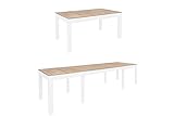 Tisch MPS groß praktisch WENUS 160-300x90x76cm Eiche Sonoma-Weiß Matt 4-12 Personen Esstisch mit ausziehbarer Tischplatte auf 300 cm