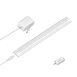 ledscom.de LED Unterbau-Leuchte SIRIS weiß matt mit Netzteil und Bewegungsmelder, flach, 30cm, 250lm, warm-weiß