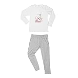 United Labels Pummel & Friends Schlafanzug für Damen Pummelfee - Unterschätze Niemals die Macht von Glitzer! Pyjama Set Langarm Oberteil mit Hose Weiß/Grau (XL)
