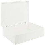 Creative Deco XL Große Weiße Holz-Kiste Holzbox mit Deckel Erinnerungsbox | 40 x 30 x 14 cm (+/- 1 cm) | ohne Griffen | Aufbewahrungs-Box Spielzeugkiste Kasten | Ideal für Spielzeuge und Werkzeuge