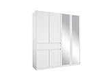 Rauch Möbel AA015.013S Tübingen Schrank Kleiderschrank Drehtürenschrank in Weiß mit Spiegel inklusive 1 Schublade, 6-türig, Zubehörpaket Basic 3 Einlegeböden, 1 Kleiderstange, BxHxT 181x197x54