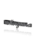 Zysta Personalisiert Krawattenklammer mit Gravur Edelstahl Name Krawattenklammer Hochzeit Tie Clip für Männer Herren, Silber/Gold/Schwarz (Schwarz)