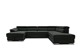 DOMO Collection David FK Wohnlandschaft, Sofa mit Rückenfunktion in U-Form, Couch mit Federkern und Funktion, Polsterecke, anthrazit, 166 x 337 x 232 cm