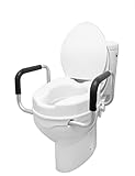 PEPE - Toilettensitzerhöhung mit Armlehnen (10 cm groß), Toilettensitzerhöhung mit Deckel, WC Sitzerhöhung mit Deckel, Toilettenaufsatz für Senioren, Aufsatz Toilettensitz, Toilettenerhöhung, Weiß.