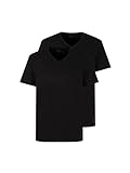 TOM TAILOR Herren Basic T-Shirt im Doppelpack mit V-Ausschnitt 1008639, 29999 - Black, XXL