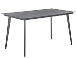 Gartentisch Aluminium Glasplatte Steinoptik rechteckig 140x80 cm grau M