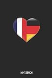 Notizbuch: A5 Taschenbuch Für Deutsche Und Franzosen | Deutschland Flagge Frankreich Flagge Als Herz