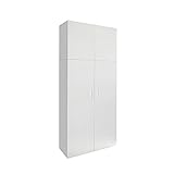 ML-Design Mehrzweckschrank mit 2 Türen und 8 Fächern, Holz, Weiß, 80x182,4x37 cm, hoch, modern, Allzweckschrank Putzschrank Staubsaugerschrank Besenschrank Haushaltsschrank Badezimmerschrank Universal