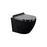 i-flair WC Franco Wand Toilette spülrandlos inkl. WC Sitz mit Softclose Absenkautomatik + abnehmbar - Schwarz