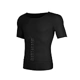 ZQXJBM Herren Unterhemden Shapewear Atmungsaktives Netz Kurzarm Kompression Shirt Verstellbarer Body Shaper mit Hakenverschluss