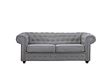 Meble Roberto - Imperial Chesterfield 2 Sitzer Couch - Couch, Schlafcouch, Stuhl, Couchgarnitur, Couchsessel, Sessel Wohnzimmer, Schlafsofa, Sofa - Glamour Design - Silver (Graceland)
