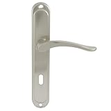 domino Türgriff 72 Drückergarnitur BB-Buntbart Set | Langschildgarnitur | Türklinke für Zimmertür, Bürotür, Kellertür & Innentür | L-Form | Aluminiuml | Nickel Türdrückergarnitur | BALLEN M9