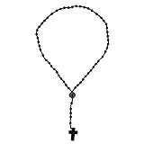 Schwarze Rosenkranzkette Crossing INRI Anhänger Perlenkette Kreuzanhänger Perlenkette für Tägliche Kollokationsgeschenke Männer Frauen