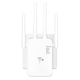 WLAN Repeater WLAN Verstärker 1200 Mbit/s,WiFi Repeater DualBand WiFi Booster Internet Verstärker mit Externen 4 Antenne Internet Booster Mit LAN/WAN Port,Kompatibel Allen WLAN Geräten(Weiß)