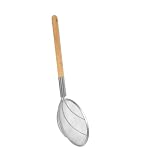 COLLBATH Edelstahl Sieb Skimmer Mit Holzgriff Feinmaschiger Skimmer öffel Für Präzises Abseihen Von Speisen 1 Stück Spülmaschinengeeignet Ideal Für Küche Und G