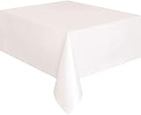 Einweg Tischdecke 3 Stück (137 * 274 cm) Weiße Tischdecke Hochzeit, Kunststoff Wasserdichtes Rechteckige Plastiktischdecke für Bankette, Geburtstagsfeier, Hochzeit