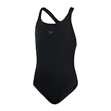 Speedo ECO Endurance+ Medallist Badeanzug für Mädchen, bequemes, stilvolles Design, zusätzliche Flexibilität, Schwarz, 11-12 Jahre