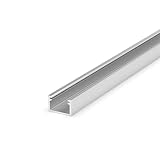 LumenTEC SET: Flach LED Profil, 100cm Profil LED U, 11x7mm für max 8mm LED Streifen + Abdeckung LT4-2 (Silber Milchig)