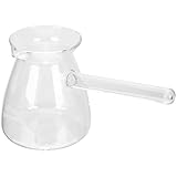 BEBEMOKO 450ml Transparente Türkische Kaffeekanne Aus Dickem Borosilikatglas Mit Seitlichem Griff Ideal Zum Kochen Von Milch Und Zubereiten Von Türk
