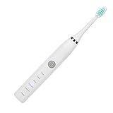 Elektrische Zahnbürste, Zahnreinigung, Wasserfeste Zahnbürste für Weiches Haar, Schallzahnbürsten, Weiche Borsten, Wasserdichte IPX6-Technologie(Weiß)