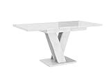 Prospero Meble Ausziehbarer Esstisch MASIV Weiß 120/160x80 cm - Moderner, klappbarer Wohnzimmertisch mit Kratzfeste Oberfläche - Küchentisch ideal für kleinere Räume