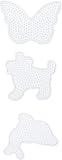 folia 73212 - Bügelperlen Stiftplatten Mix, ANIMAL FRIENDS, 3 Motive sortiert, 3 transparente Steckplatten für Bügelperlen mit einem Durchmesser von 5 mm, Delfin, Hund und Schmetterling