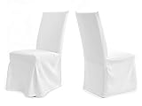 TexDeko Universal Stuhlhusse - Modell Paris - Weiß waschbar und wiederverwendbar Stuhlbezug Premium Qualität