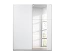 Rauch Möbel Santiago Schrank Schwebetürenschrank Weiß mit Spiegel 2-türig inkl. Zubehörpaket Basic 2 Einlegeböden, 2 Kleiderstangen, BxHxT 175x210x59 cm