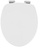 SANWOOD WC-Sitz Glossy Art in weiß mit hochglänzender Oberfläche, Reversed-Edge-Form, Toilettensitz mit Absenkautomatik Soft Close, Holz, 46.3 x 37.6 x 5.5 cm