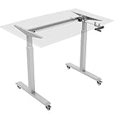 HOKO® Ergo Basic Grau höhenverstellbarer Schreibtisch. Tischfüße manuell verstellbar mit Kurbel. Computertisch für Tischplatten ab 2,5cm. Höhenverstellbares Tischgestell für ergonomisches Arbeiten!