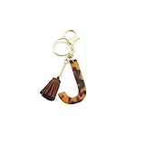 Leoparden-Schlüsselanhänger für Frauen und Mädchen, Geldbörse, Handtaschen, Initialbuchstaben, Schlüsselanhänger, Zubehör, Quaste, Anhänger für Autoschlüssel - - Large