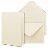 NEUSER PAPIER 25x Faltkartenset inkl. Briefumschläge DIN A6 / C6 in Naturweiß mit Geschenkschachtel - Blanko Einladungskarten 10,5 x 14,8 cm zum Selbstgestalten