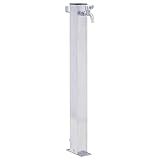 vidaXL Wassersäule für den Garten, Wasserhahn mit 1 Haken, Gartenwassersäule für Gartenbewässerung, Wasserzapfsäule Wasserzapfstelle, Edelstahl Q