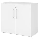bümö Aktenschrank abschließbar, Büroschrank Holz 80cm breit in weiß - abschließbarer Schrank mit Aktenregal für's Büro & Arbeitszimmer, Büro Möbel Ordnerschrank mit S