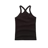 OBiQuzz Bluse Spitze Mädchen Tank Top Racerback Crop Tank Top Soild Ärmellos Sport Tanz Top Ballett Gymnastik Tanzkleidung Ärmelloses Shirt Mädchen (Black, 8-9 Years)