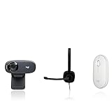 Logitech M350 Pebble Kabellose Maus, Bluetooth und 2.4 GHz Verbindung + Logitech C310 Webcam, HD 720p + Logitech H151 Kopfhörer mit Mikrofon, Stereo-Headset